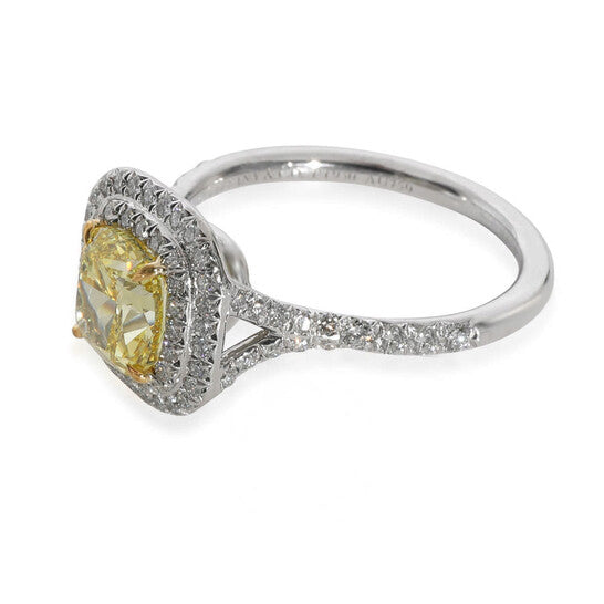 Original Pre-Owned Tiffany & Co. Soleste Yellow Diamond Engagement Ring in 18k Gold & Platinum 1.98