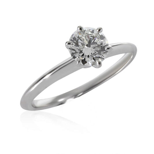 Original Pre-Owned Tiffany & Co. Solitaire Diamond Engagement Ring in Platinum G VVS2 0.9 CTW