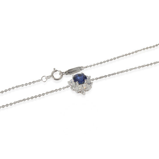 Original Pre-Owned Tiffany & Co. Victoria Sapphire Diamond Pendant in Platinum 0.53 CTW