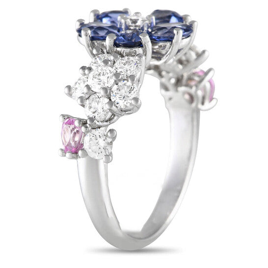 Original Pre-Owned Van Cleef   Arpels Folie des Pr xE9 s 18K White Gold 1.31ct Diamond and Sapphire Ring