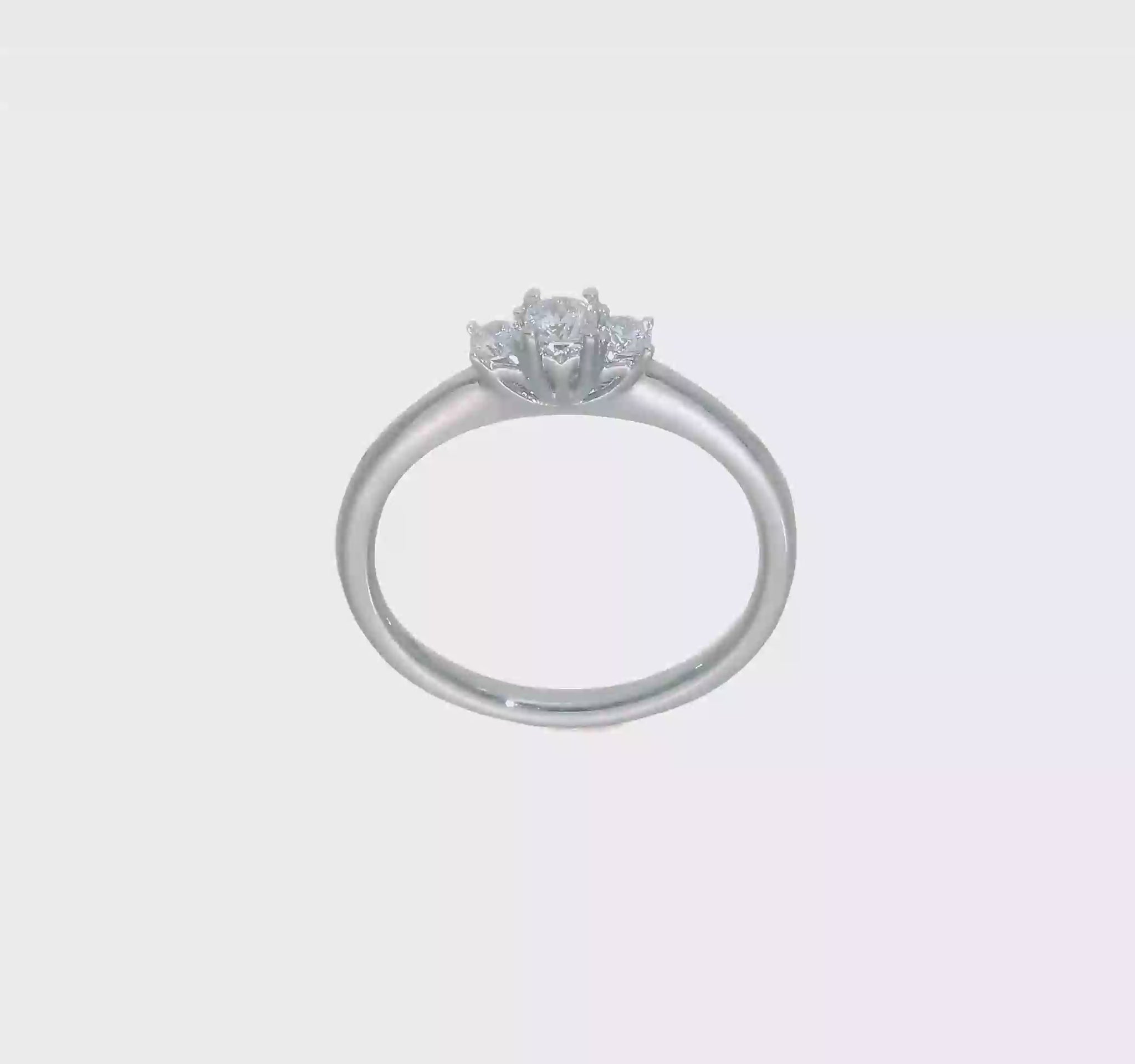 0.13ct. CZ Solid Real 14K White Gold 3-Stone Engagement Ring-RM2951E-013-W