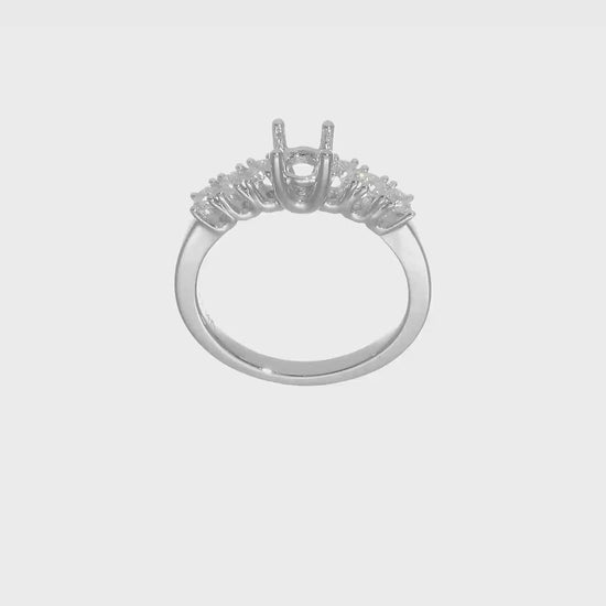 14K White Gold Diamond Peg Set CZ Engagement Ring-RM2773E-040-WAA