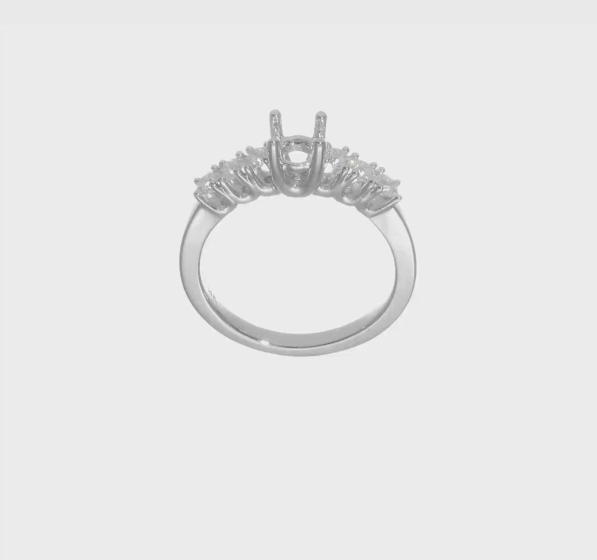 14K White Gold Diamond Peg Set CZ Engagement Ring-RM2773E-040-WAA