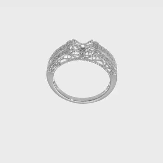 14K White Gold Diamond Peg Set CZ Engagement Ring-RM2805E-017-WAA