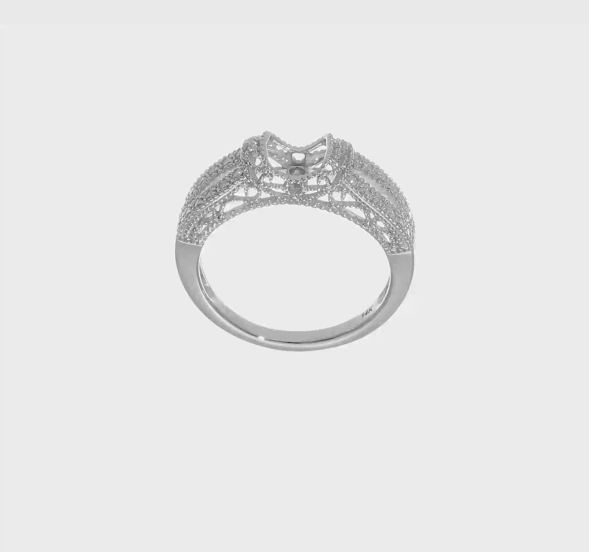 14K White Gold Diamond Peg Set CZ Engagement Ring-RM2805E-017-WAA