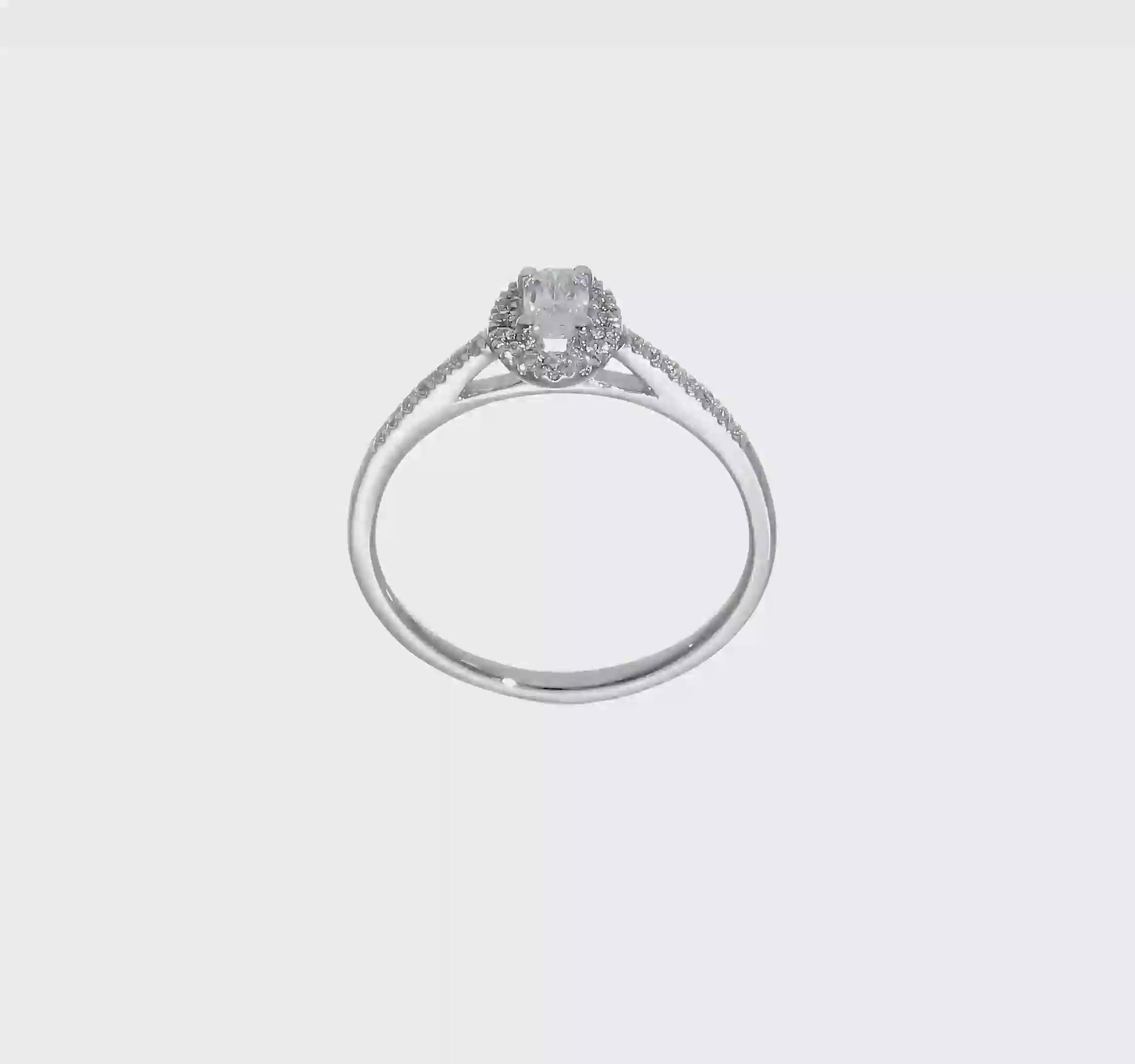 0.25ct. CZ Solid Real 14K White Gold Oval Oval Halo Engagement Ring-rm2329e-025-waa