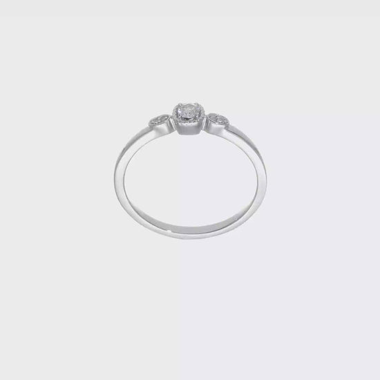 0.10ct. CZ Solid Real 14k White Polish Petite Rope Edge Round Complete Dia Ring-rm7787e-010-waa