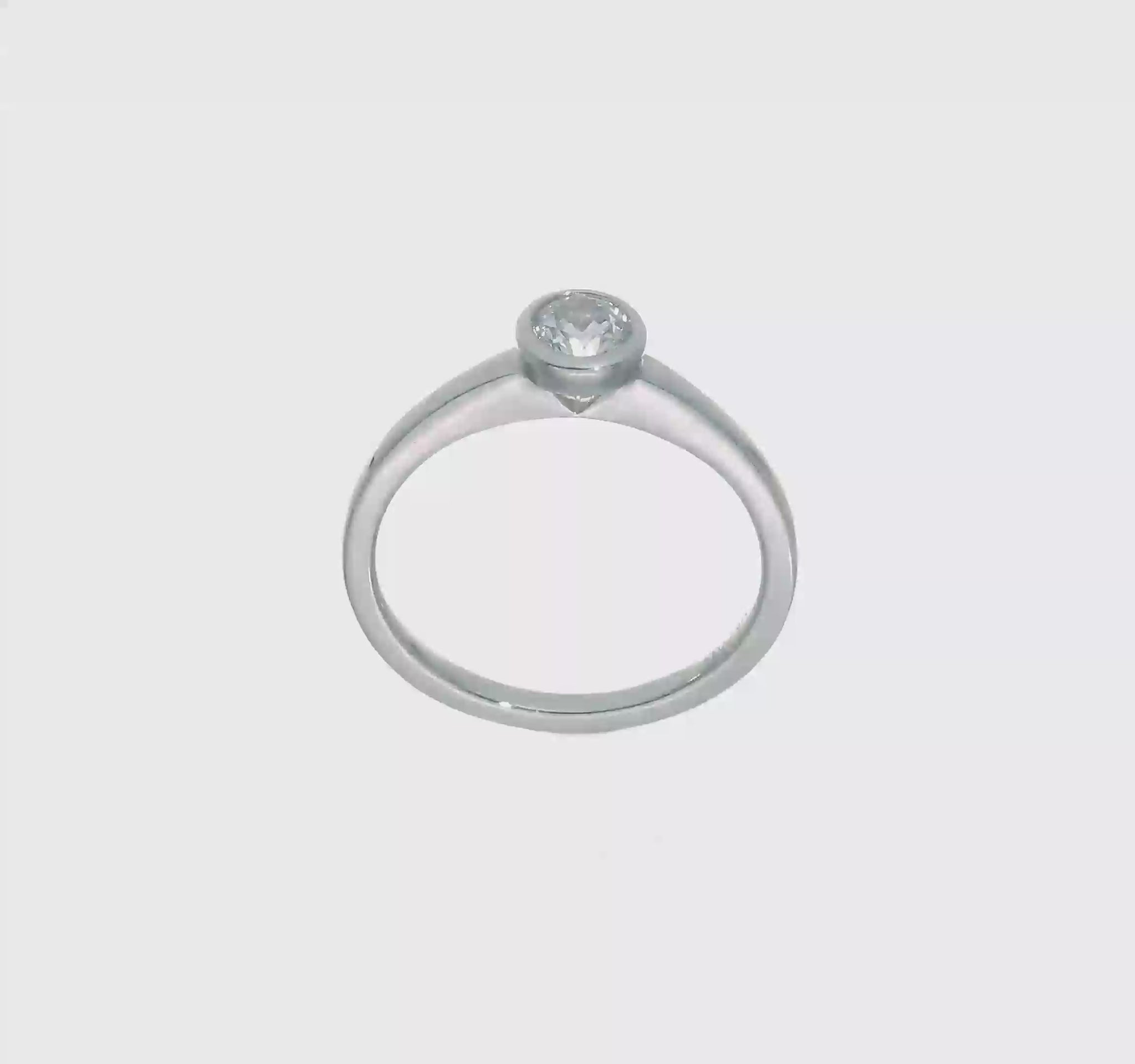 0.33ct. CZ Solid Real 14K White Gold Round Bezel Solitaire Engagement Ring-RM1952E-033-W