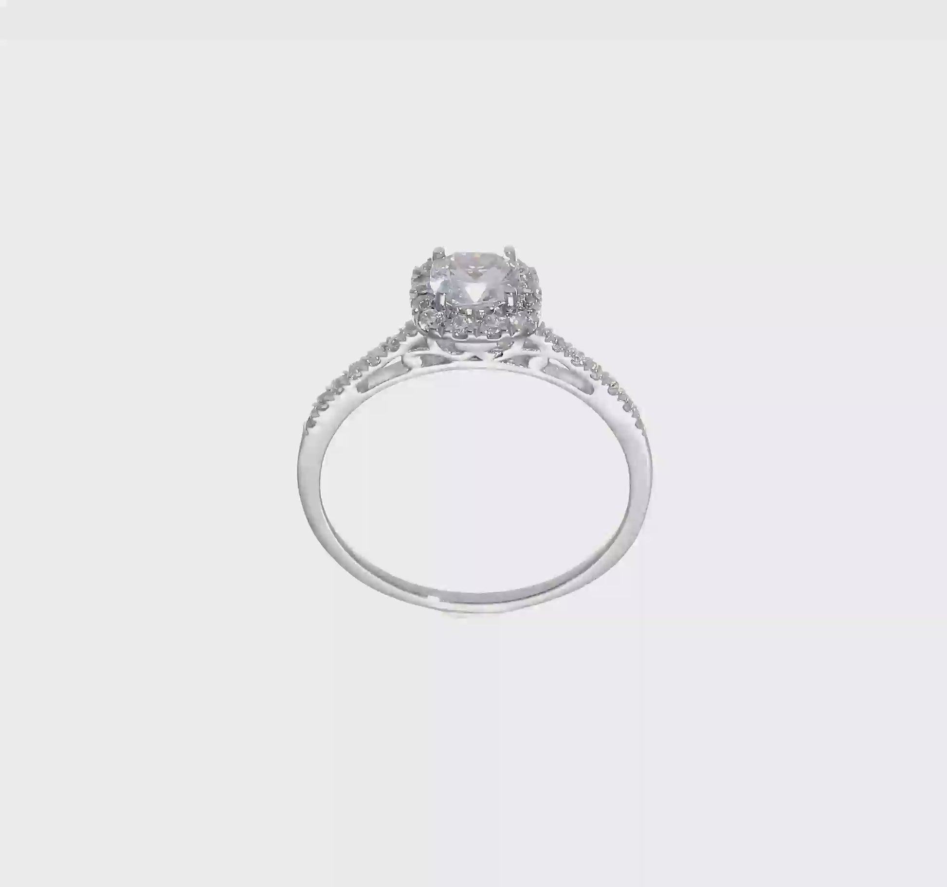 14k White Gold Cushion Halo Simulated Diamond Engagement Ring-RM2045E-075-WAA