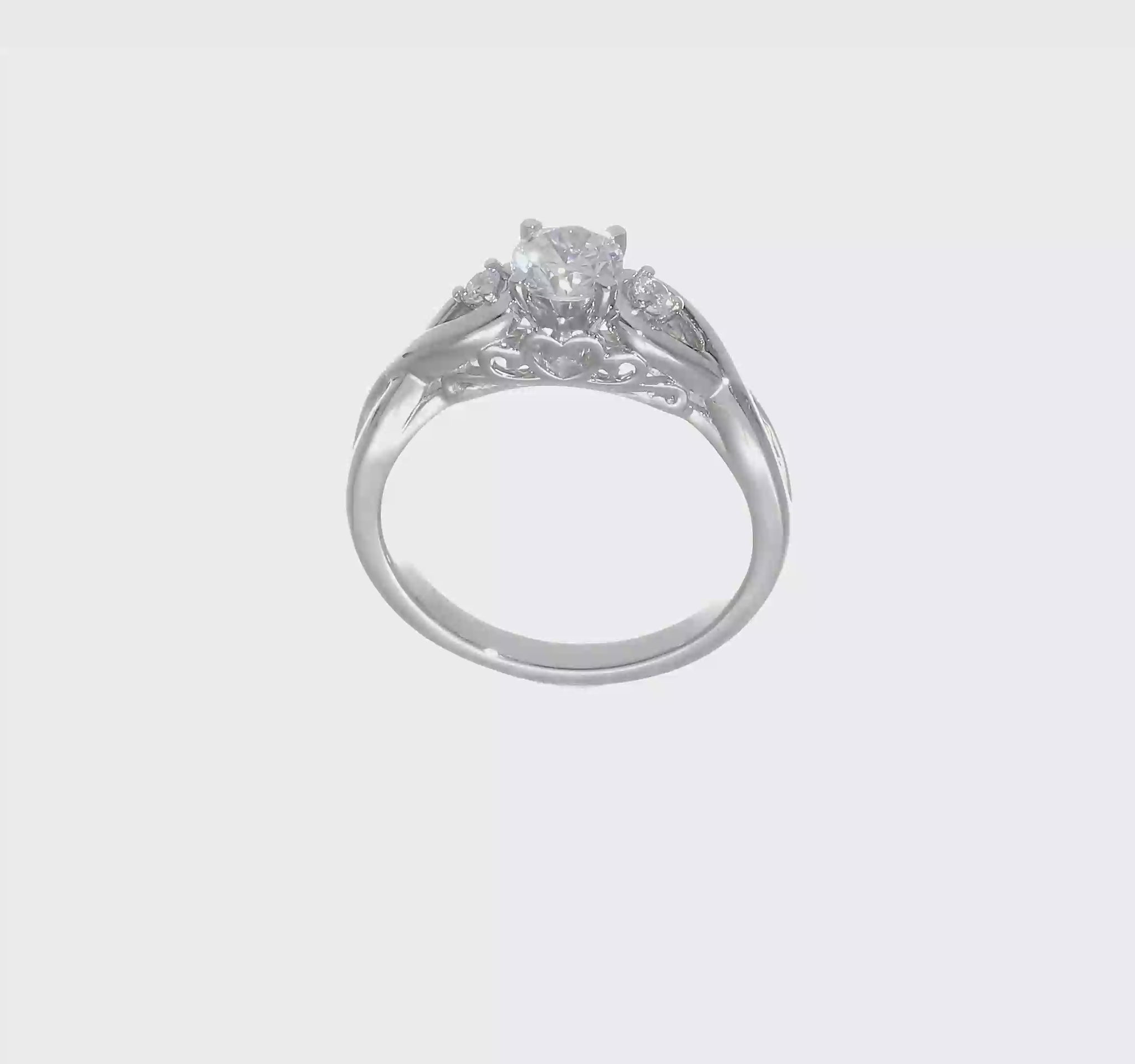 14k White Gold Peg Set Simulated Diamond Infinity Engagement Ring-RM2566E-007-WAA