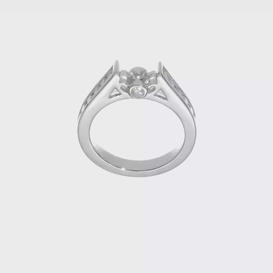 14K White Gold Diamond Peg Set CZ Engagement Ring-RM2645E-068-WAA