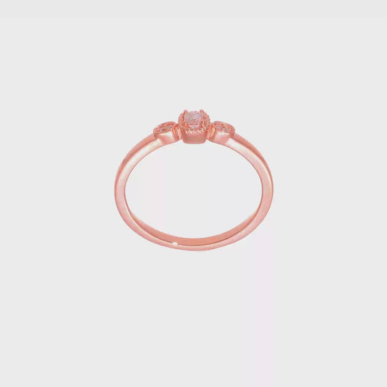 0.11ct. CZ Solid Real 14k Rose Polish Petite Rope Edge Cushion Complete Dia Ring-rm7786e-011-raa