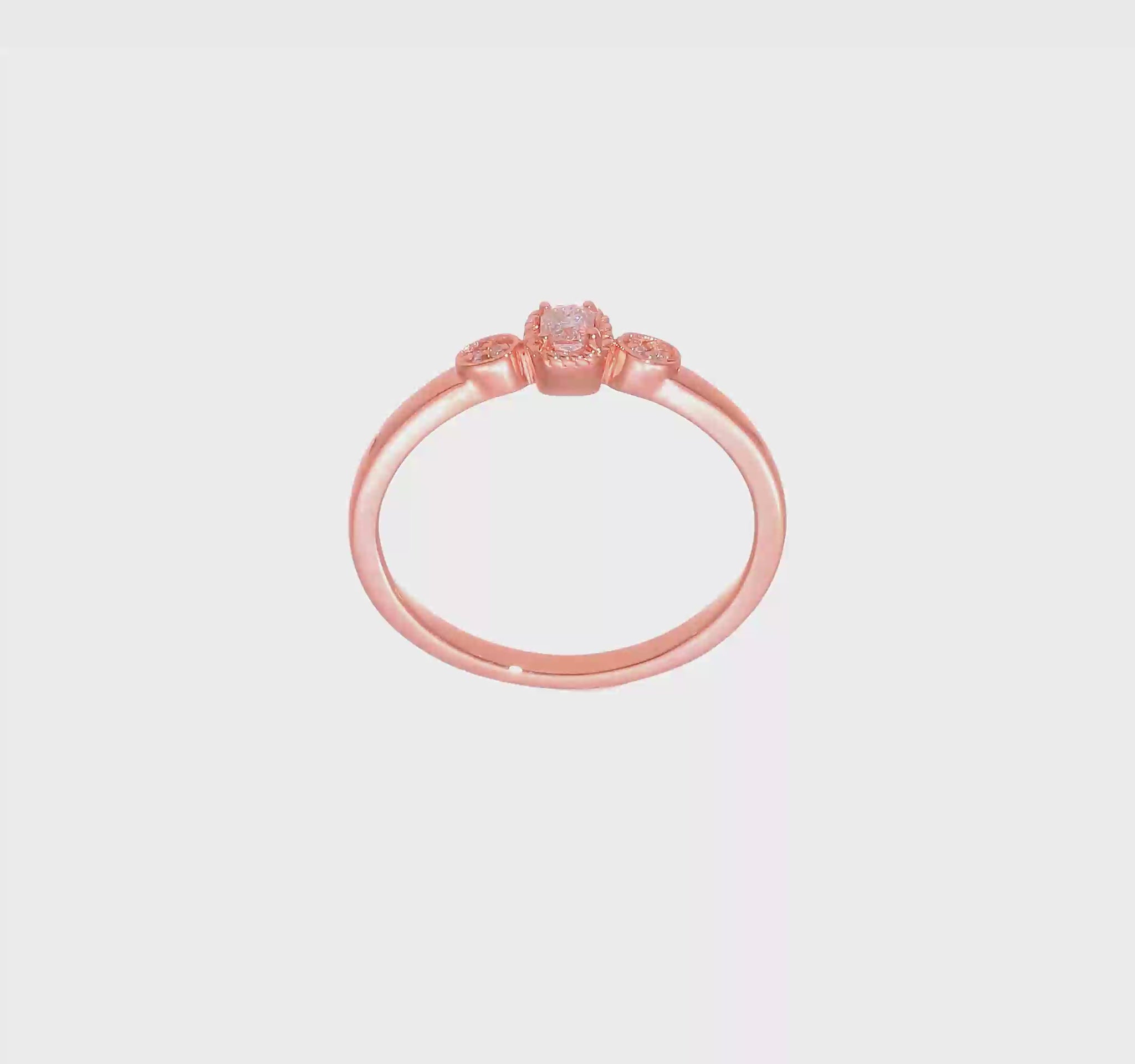 0.11ct. CZ Solid Real 14k Rose Polish Petite Rope Edge Cushion Complete Dia Ring-rm7786e-011-raa