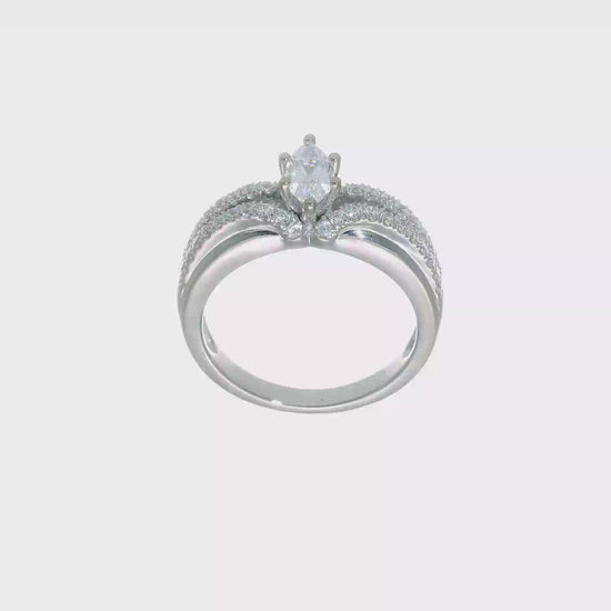 14K White Gold Diamond Peg Set CZ Engagement Ring-RM2796E-044-WAA