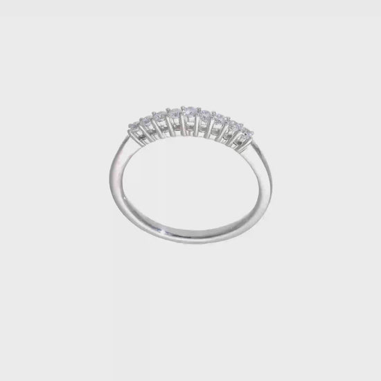 14K White Gold 9-Stone Real Diamond Band-RM3191B-023-WAA