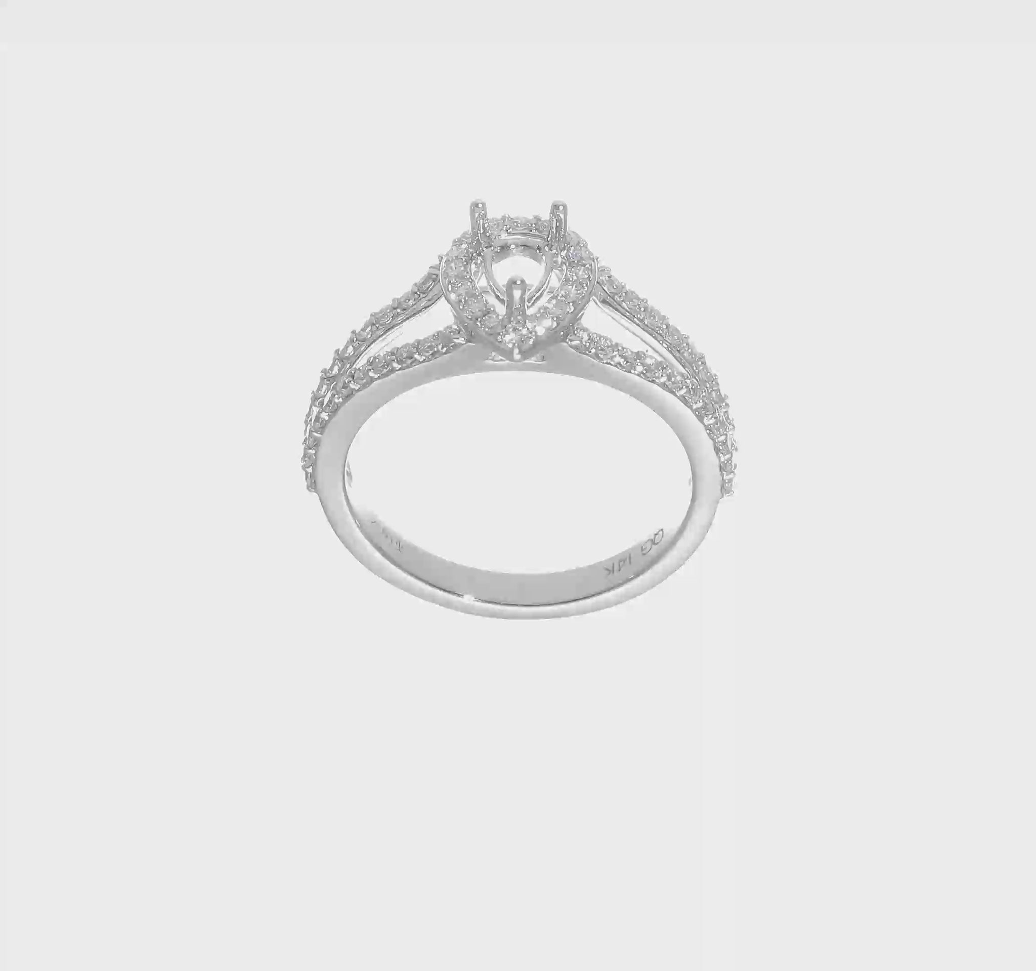 14K White Gold Diamond Pear CZ Pear Halo Engagement Ring-RM2335E-050-WAA