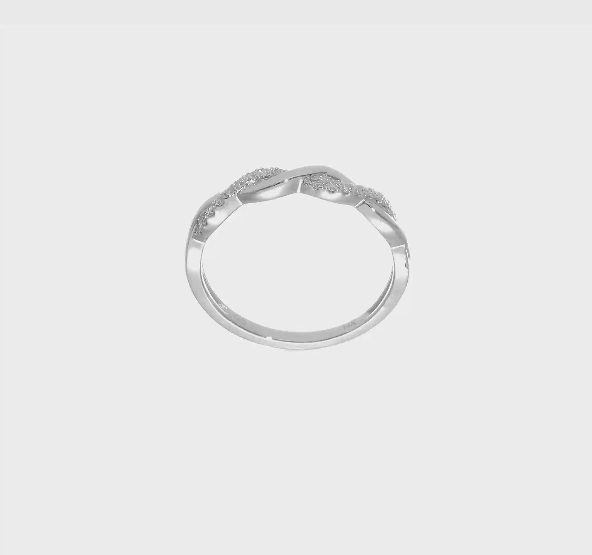 0.12ct. CZ Solid Real 14k White Gold Twist Design Wedding Wedding Band Ring-rm5909b-012-waa