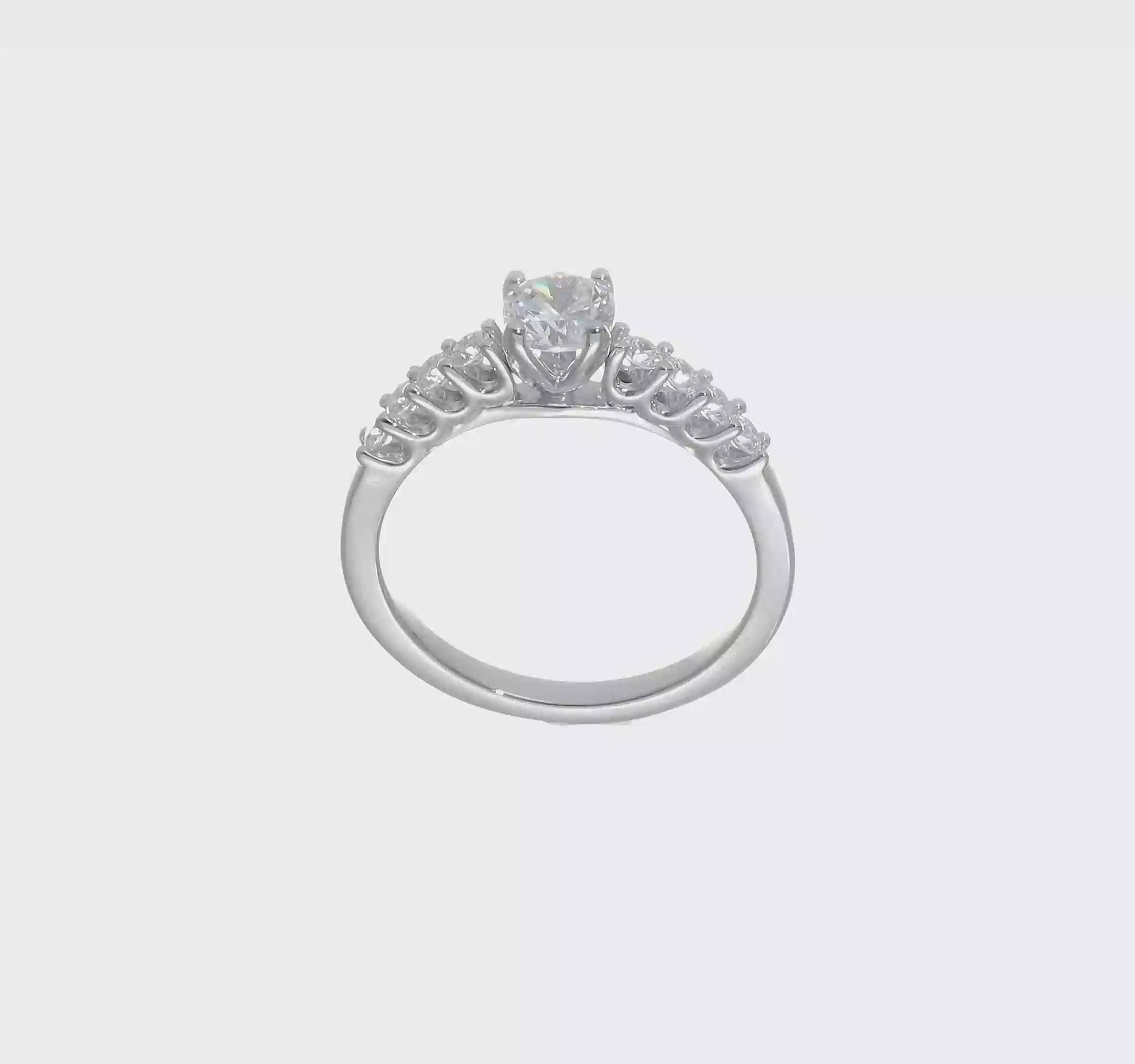 14K White Gold Diamond Peg Set CZ Engagement Ring-RM2773E-031-WAA