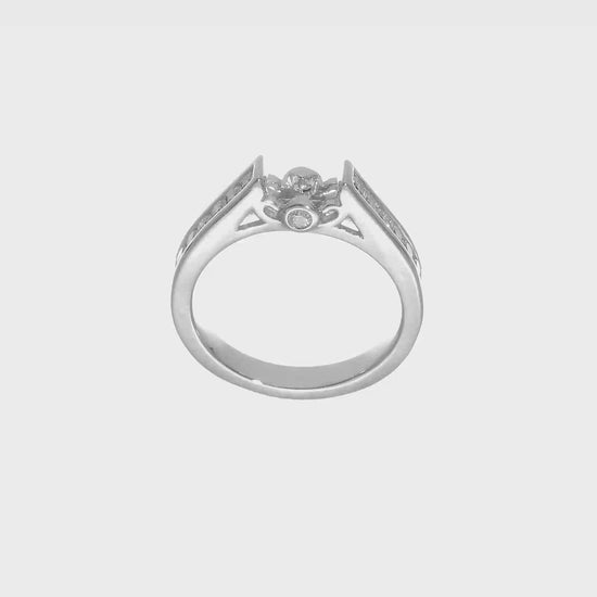 14K White Gold Diamond Peg Set CZ Engagement Ring-RM2645E-010-WAA