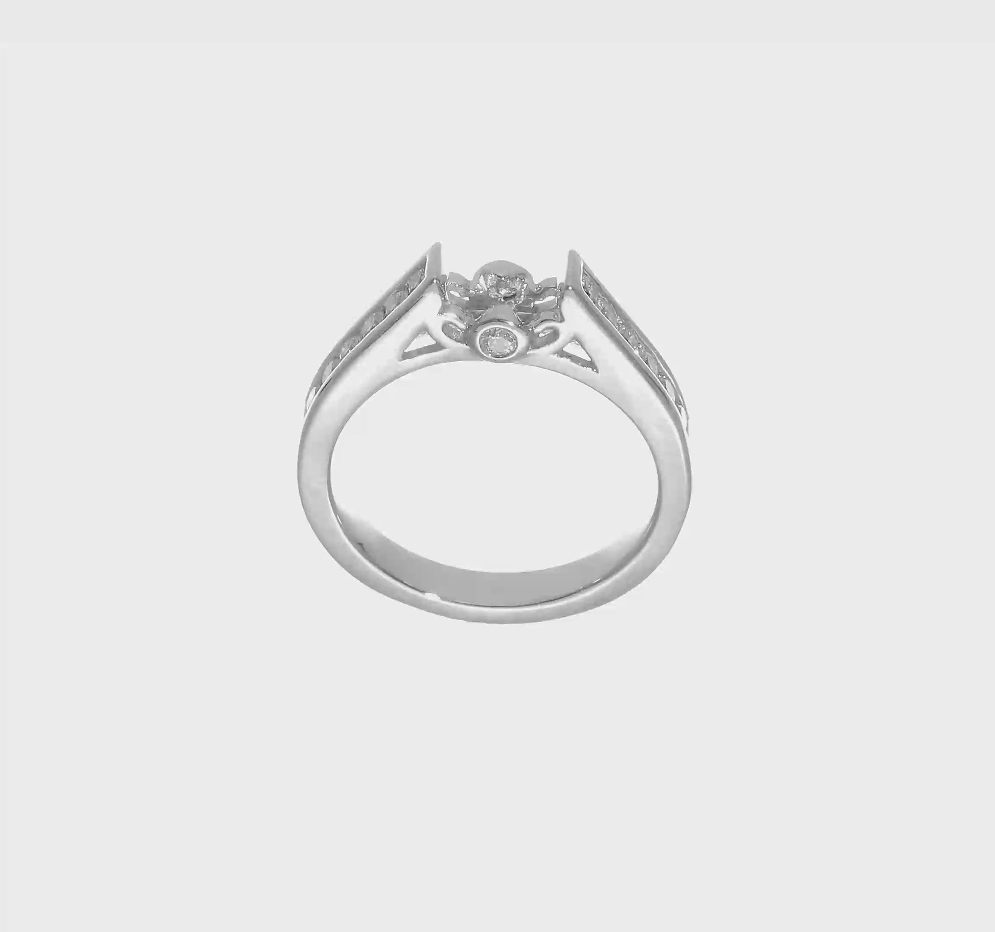 14K White Gold Diamond Peg Set CZ Engagement Ring-RM2645E-010-WAA