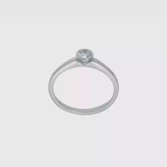 0.25ct. CZ Solid Real 14K White Gold Round Bezel Solitaire Engagement Ring-RM1952E-025-W