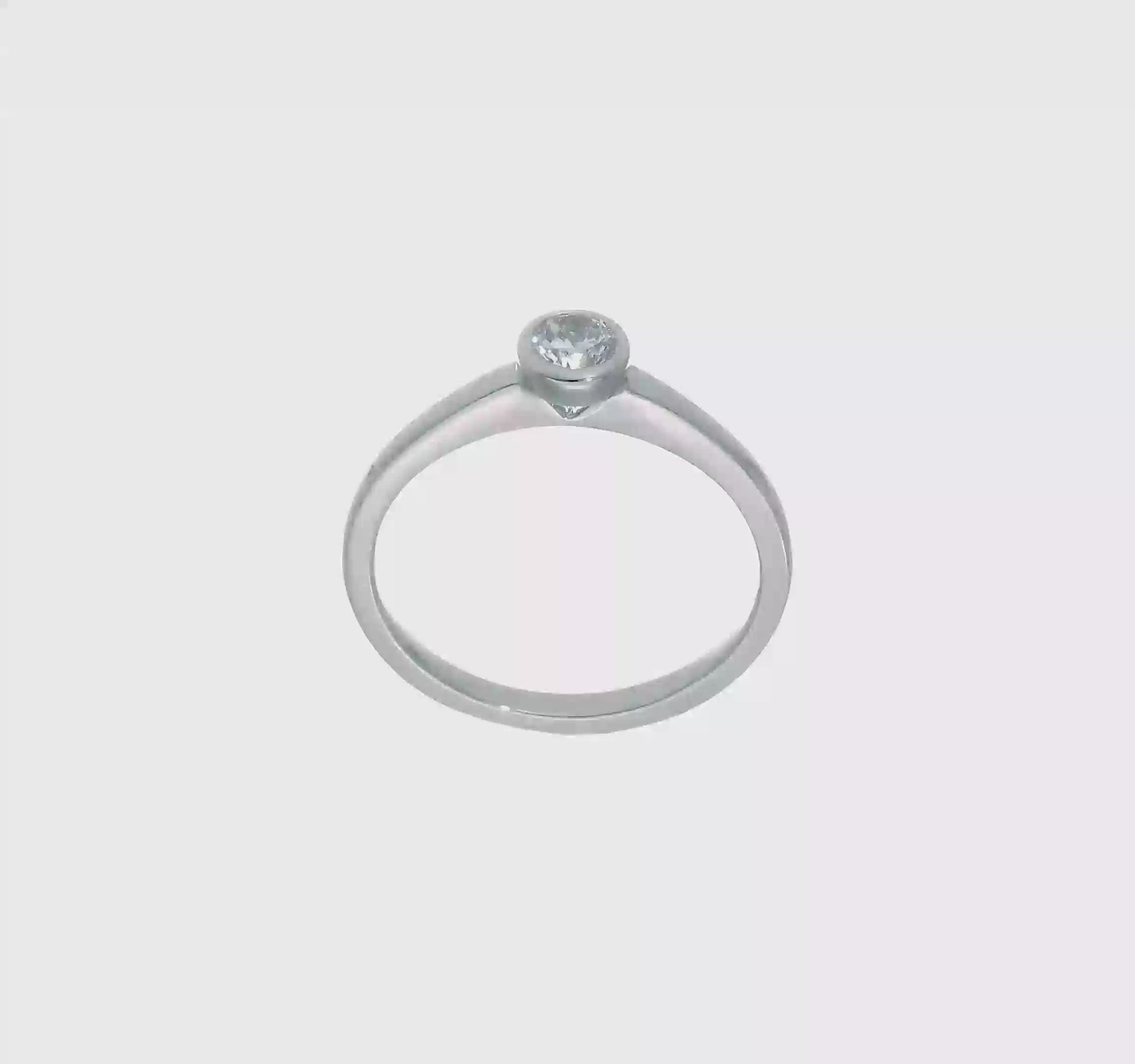 0.25ct. CZ Solid Real 14K White Gold Round Bezel Solitaire Engagement Ring-RM1952E-025-W