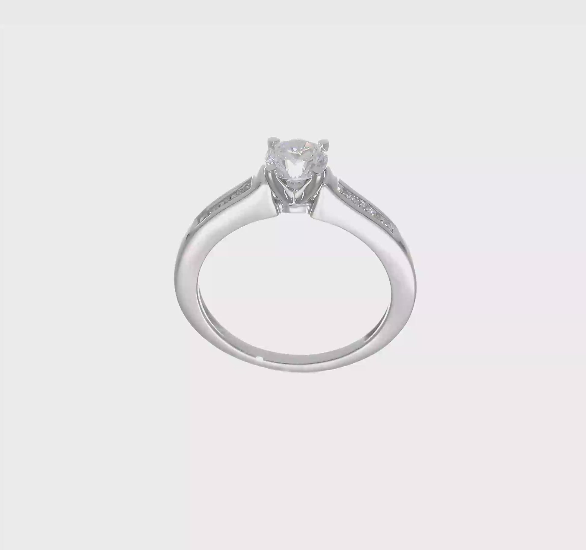 14K White Gold Diamond Peg Set CZ Engagement Ring-RM2670E-010-WAA