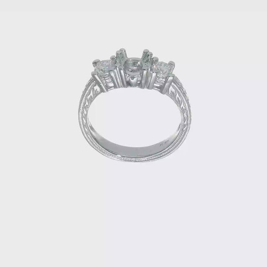 14K White Gold 3 Stone Simulated Diamond Engagement Ring-RM2982E-050-WAA