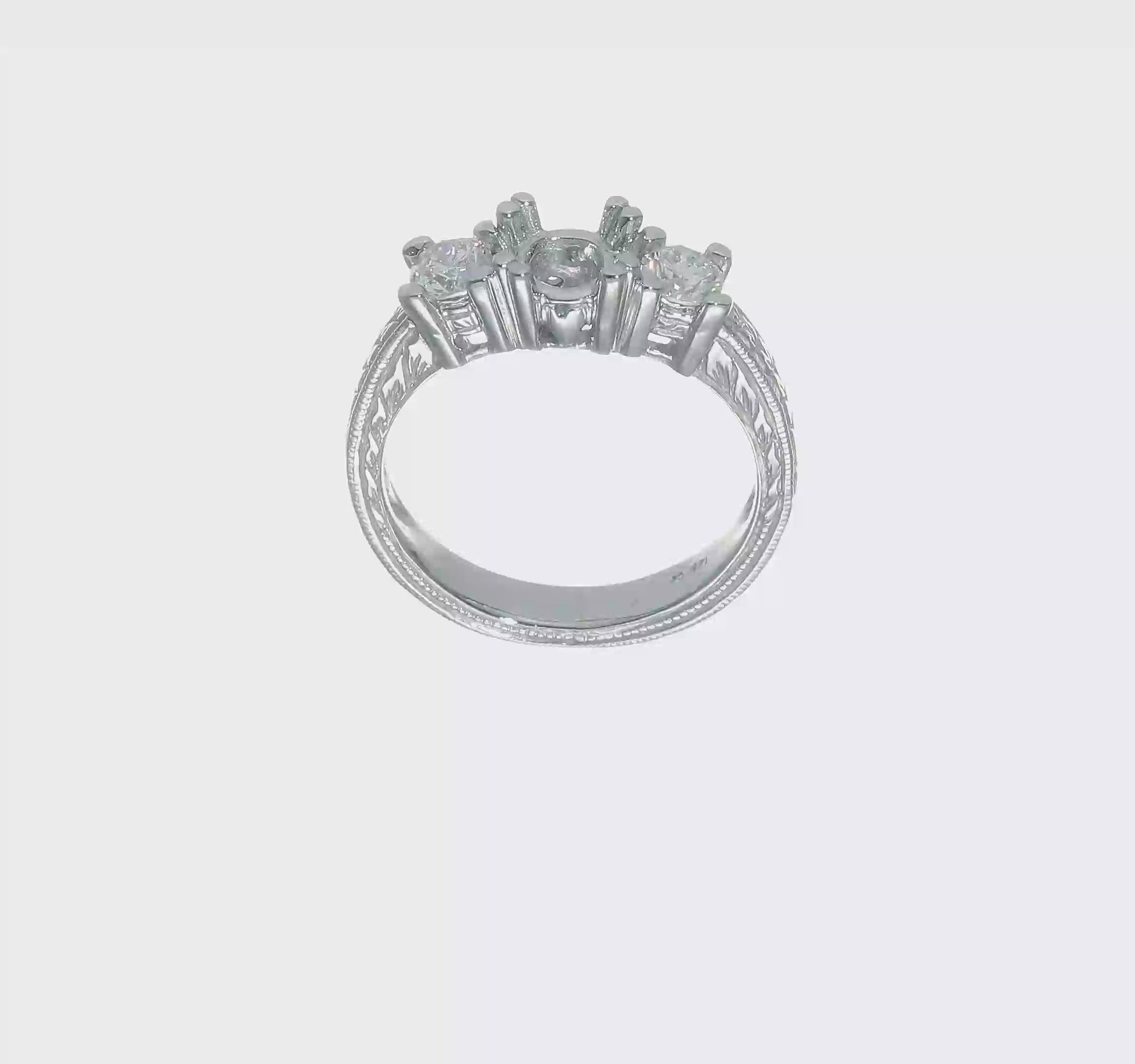 14K White Gold 3 Stone Simulated Diamond Engagement Ring-RM2982E-050-WAA