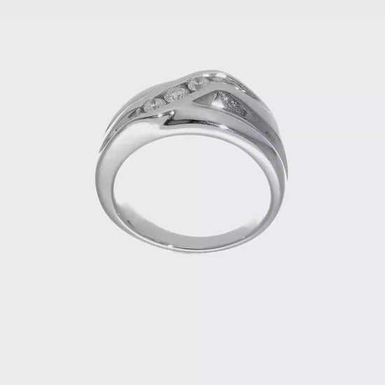 0.34ct. CZ Solid Real 14K White Gold Men's Wedding Band Ring-RM3476B-034-W