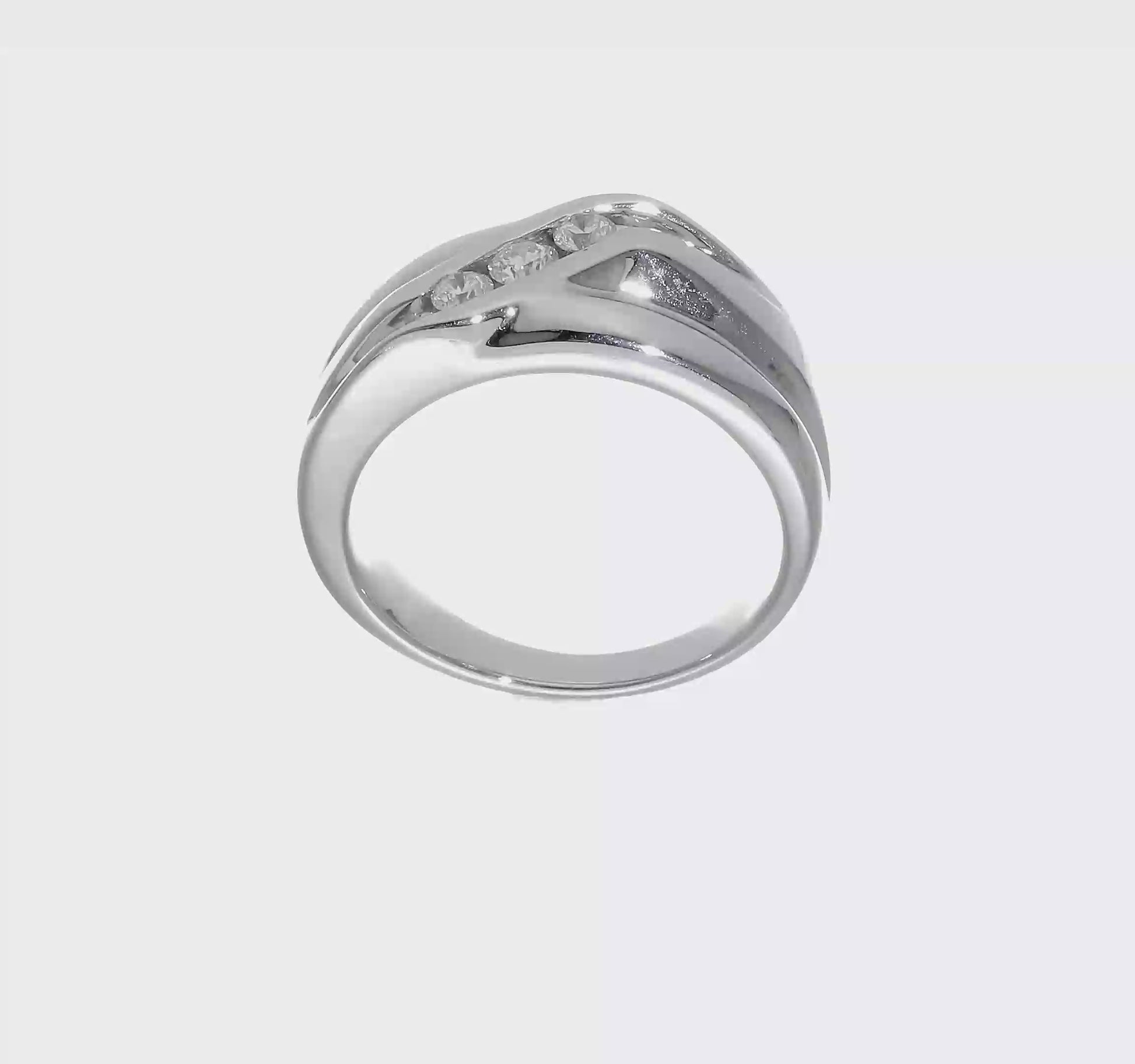 0.34ct. CZ Solid Real 14K White Gold Men's Wedding Band Ring-RM3476B-034-W