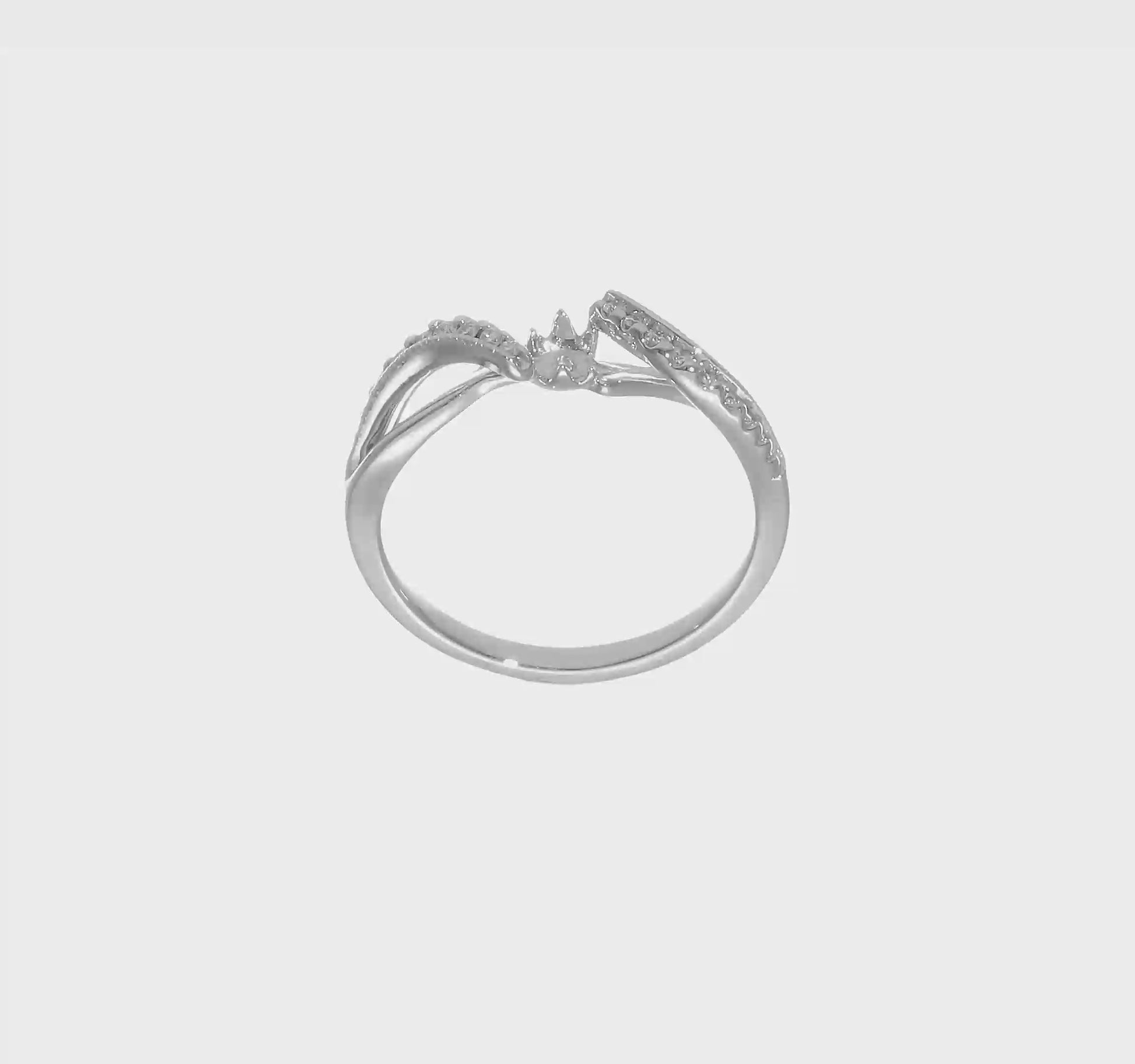 14k White Gold Peg Set Simulated Diamond Criss Cross Engagement Ring-RM2563E-016-WAA