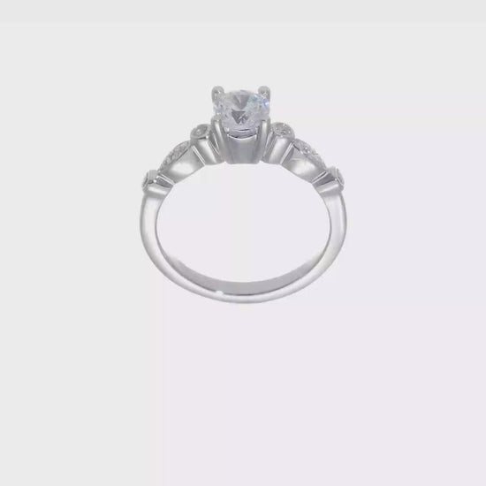 14K White Gold Simulated Diamond Engagement Ring-RM2631E-075-WAA