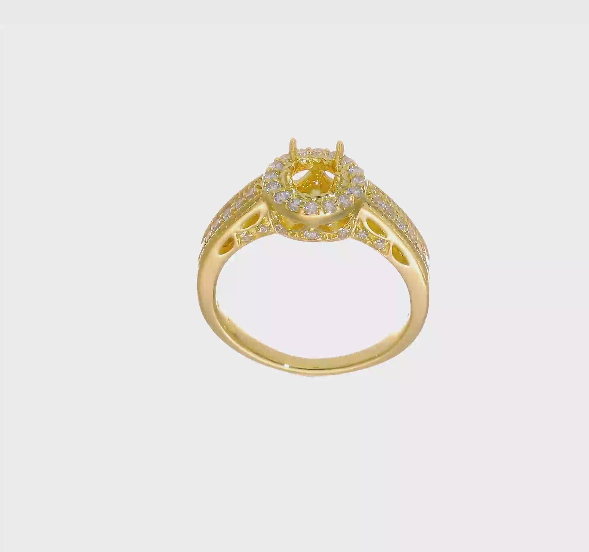 14K Round Simulated Diamond Halo Engagement Ring-RM2122E-075-YAA