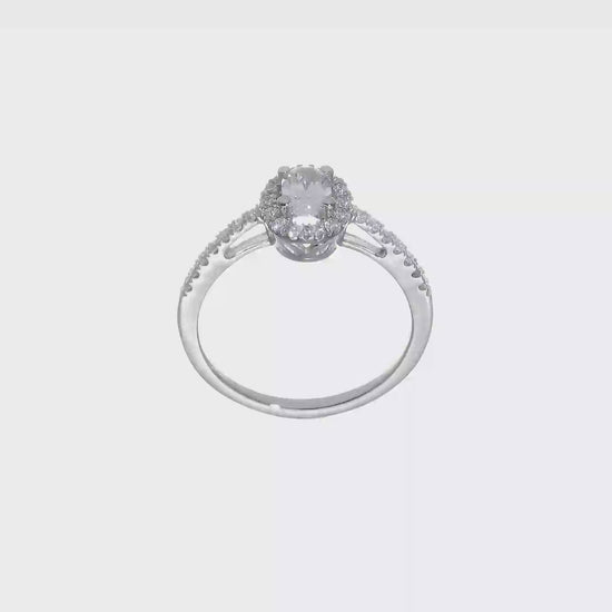 14K White Gold Diamond Oval CZ Oval Halo Engagement Ring-RM2331E-050-WAA