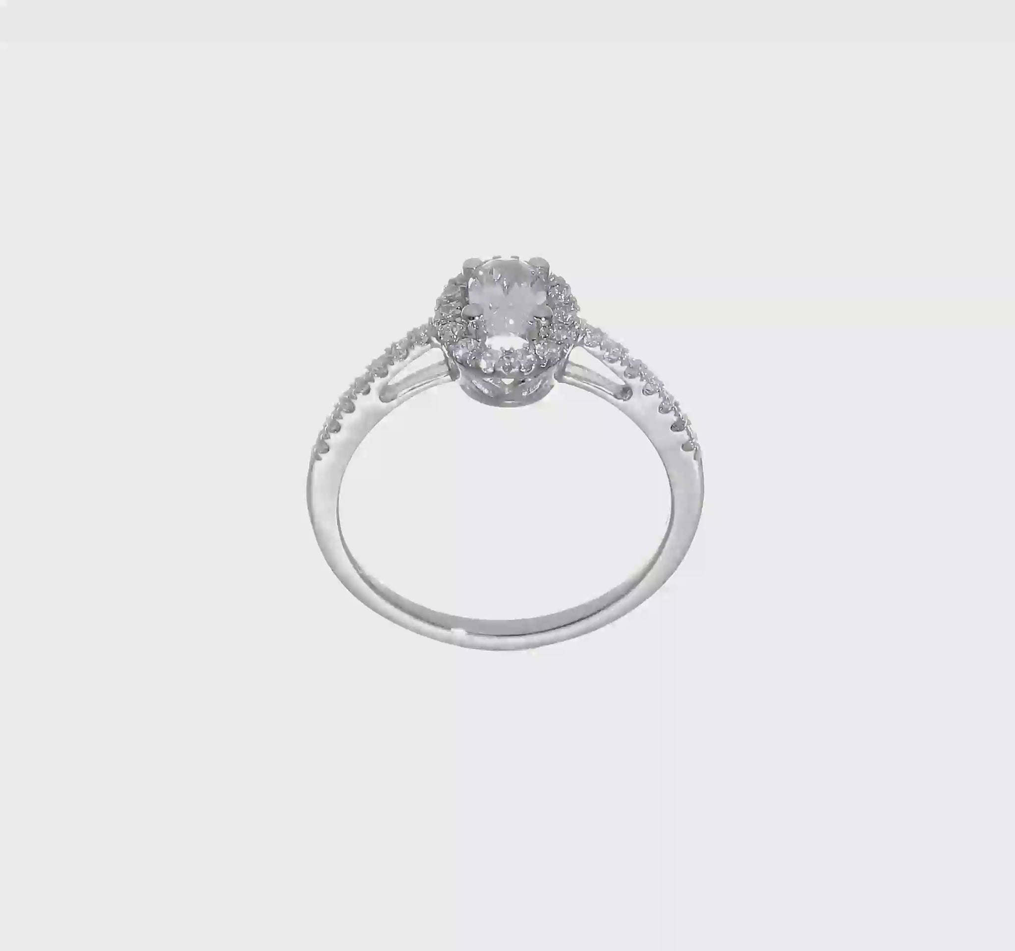 14K White Gold Diamond Oval CZ Oval Halo Engagement Ring-RM2331E-050-WAA