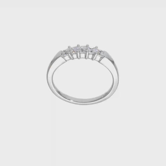 14K White Gold 5-Stone Real Diamond Band-RM3177B-050-WAA