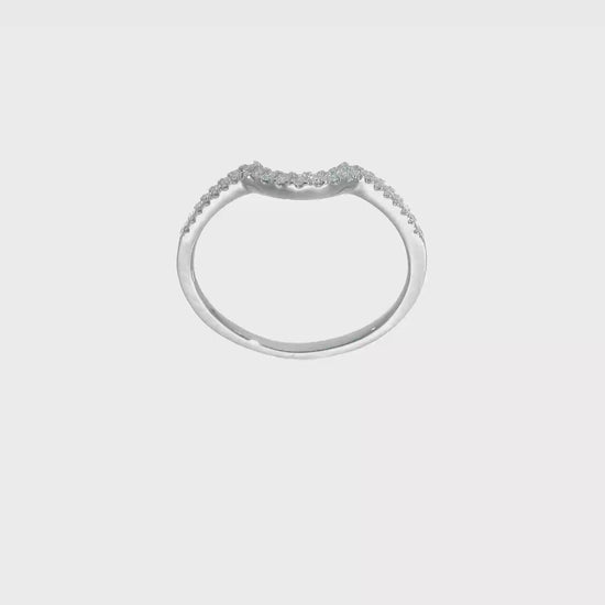 0.15ct. CZ Solid Real 14k White Gold Contoured Wedding Wedding Band Ring-rm6356b-015-waa