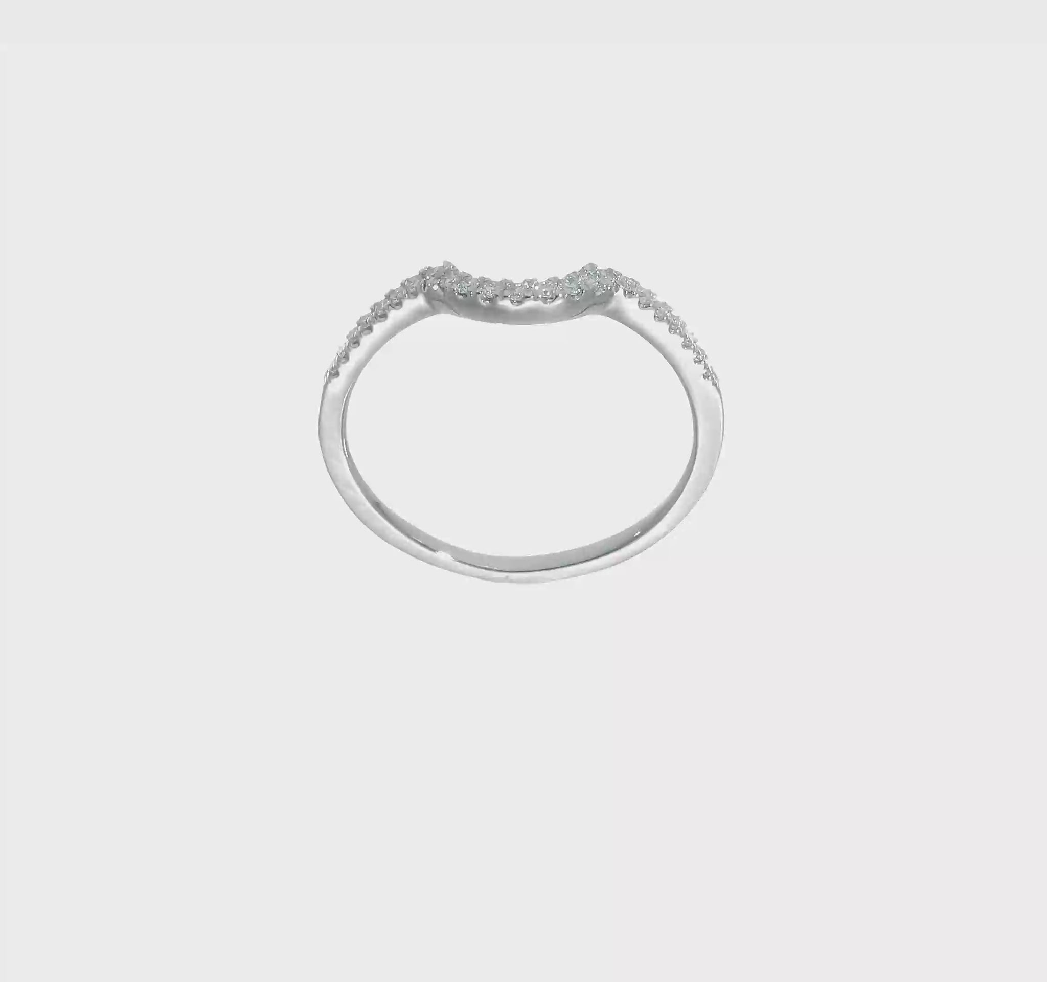 0.15ct. CZ Solid Real 14k White Gold Contoured Wedding Wedding Band Ring-rm6356b-015-waa