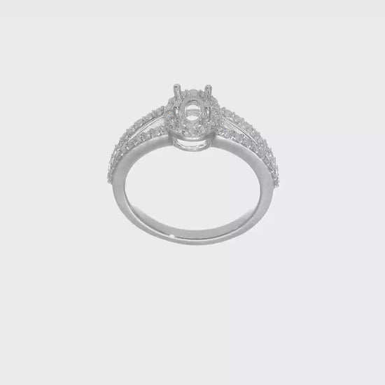 14K White Gold Diamond Oval CZ Oval Halo Engagement Ring-RM2333E-050-WAA