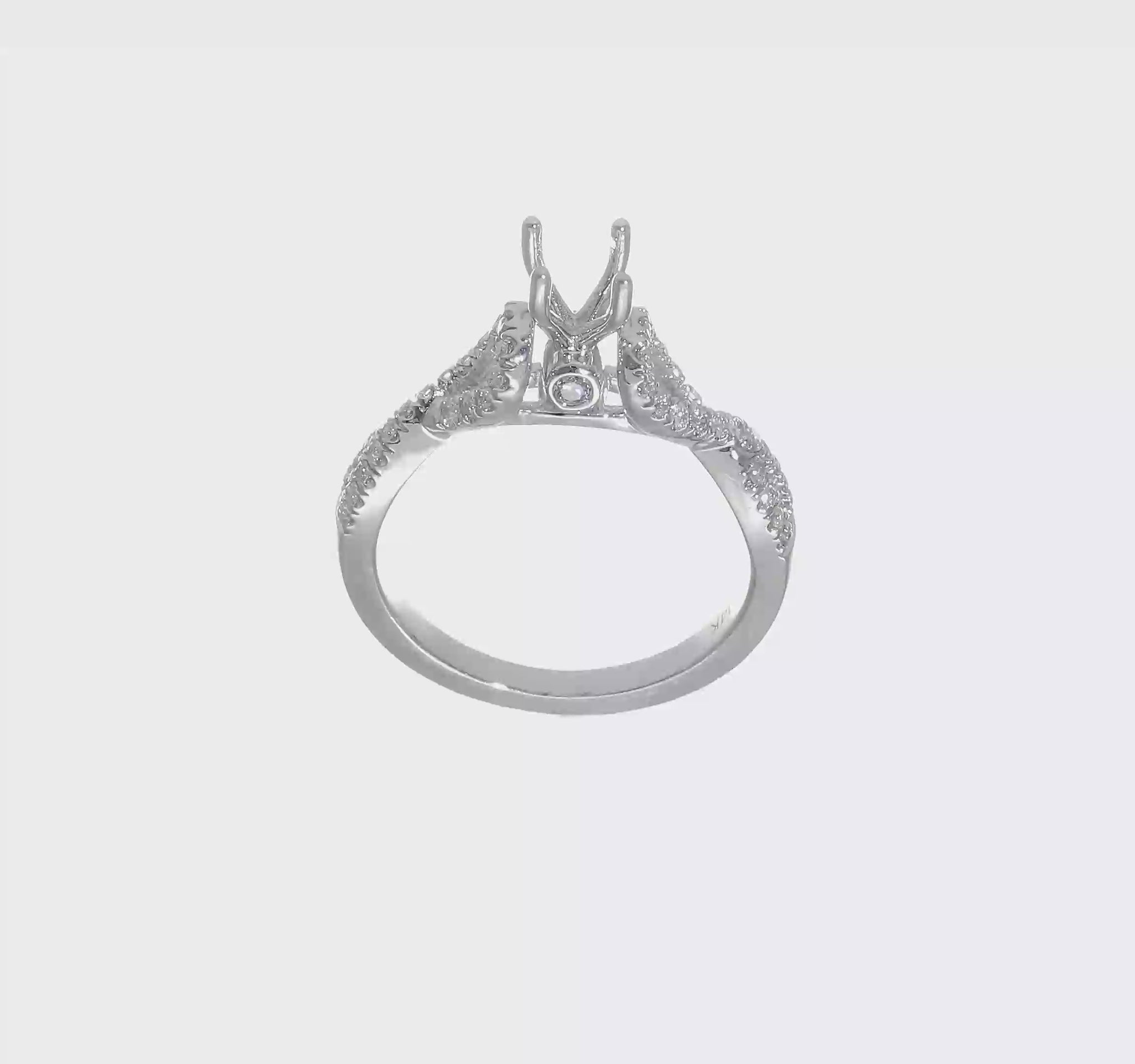 14k White Gold Peg Set Simulated Diamond Infinity Engagement Ring-RM2564E-021-WAA