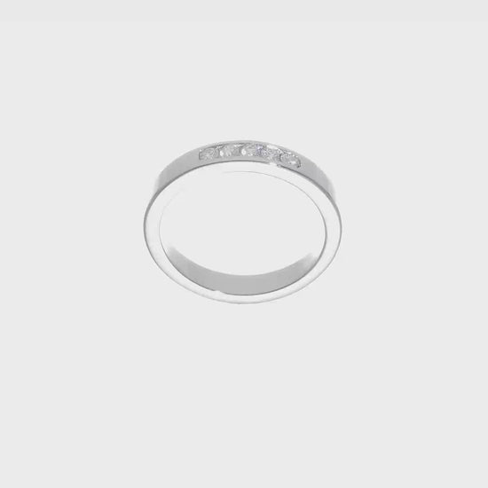 14K White Gold 5-Stone Real Diamond Channel Band-RM3276B-014-WAA