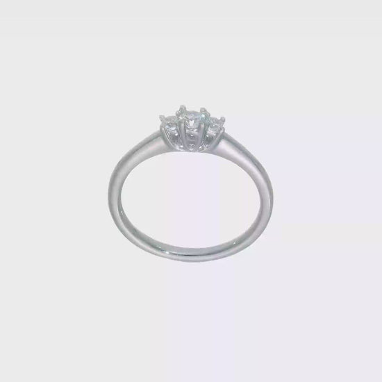 0.13ct. CZ Solid Real 14K White Gold 3-Stone Engagement Ring-RM2946E-013-W