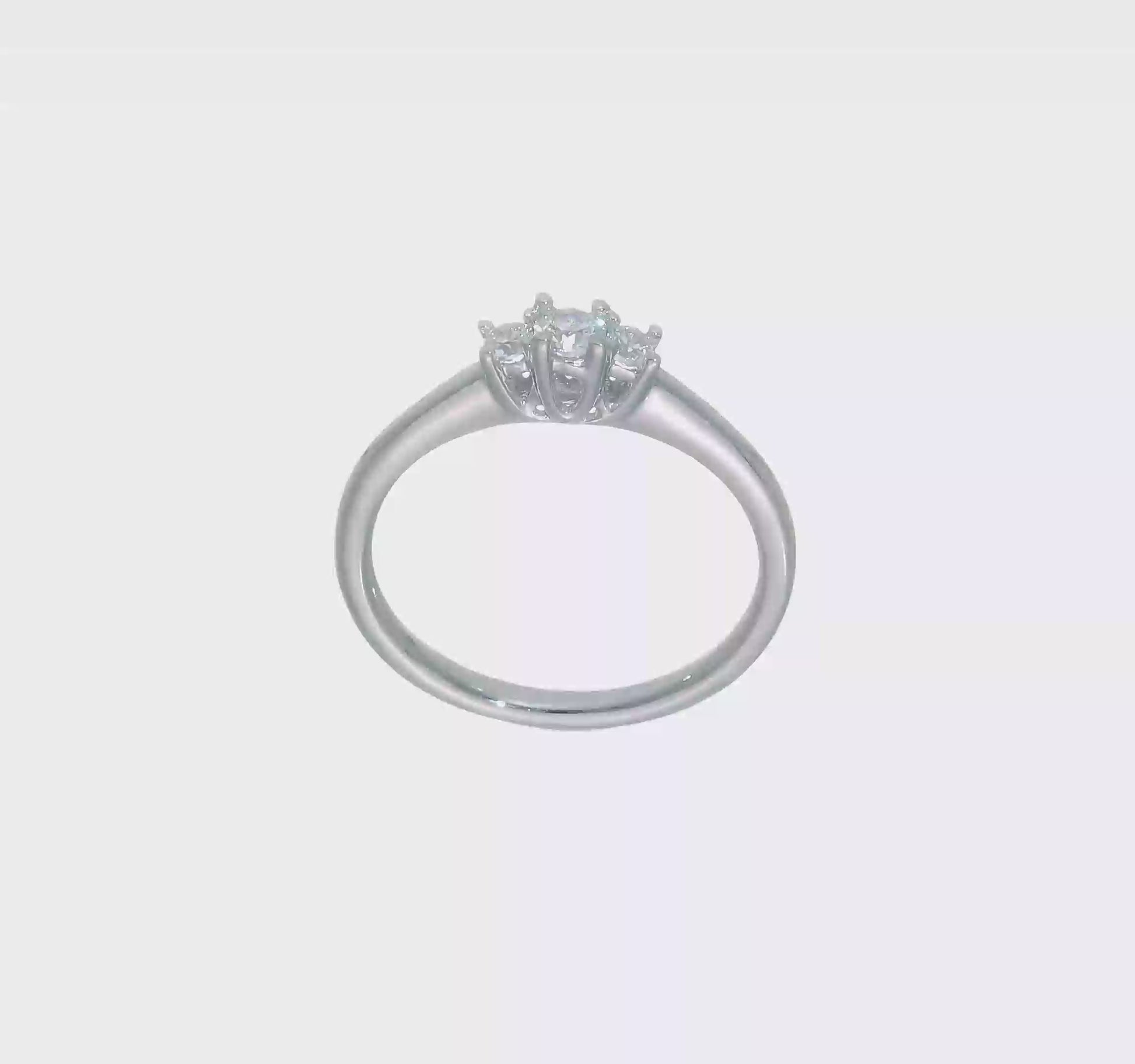 0.13ct. CZ Solid Real 14K White Gold 3-Stone Engagement Ring-RM2946E-013-W