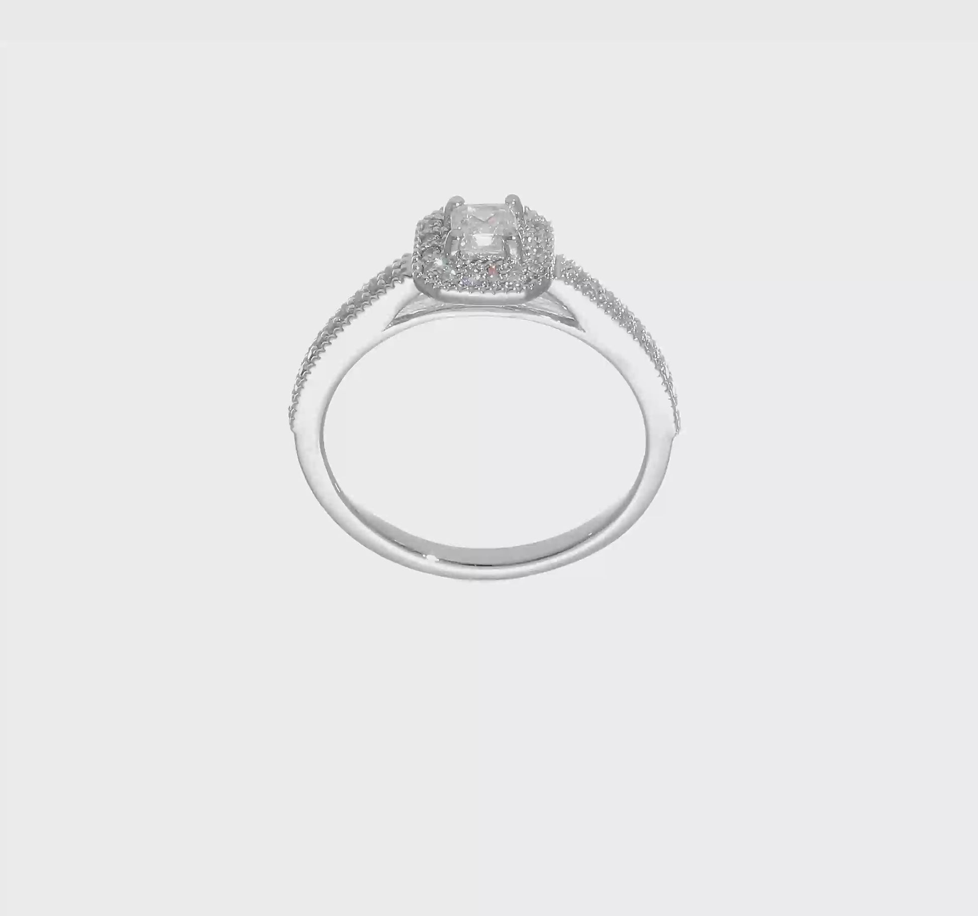 14K White Gold Diamond Princess CZ Square Halo Engagement Ring-RM2294E-033-WAA