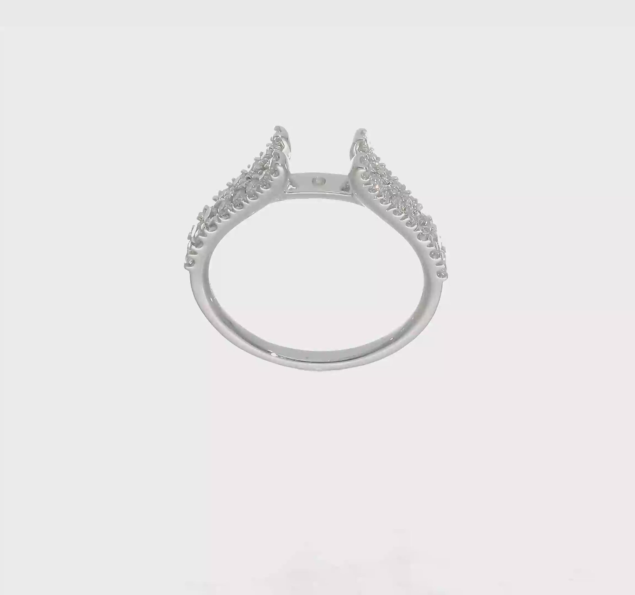 14K White Gold Diamond Peg Set CZ Engagement Ring-RM2803E-051-WAA