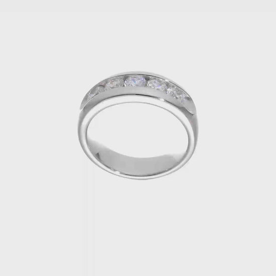 14K White Gold 5-Stone Real Diamond Channel Band-RM3282B-025-WAA