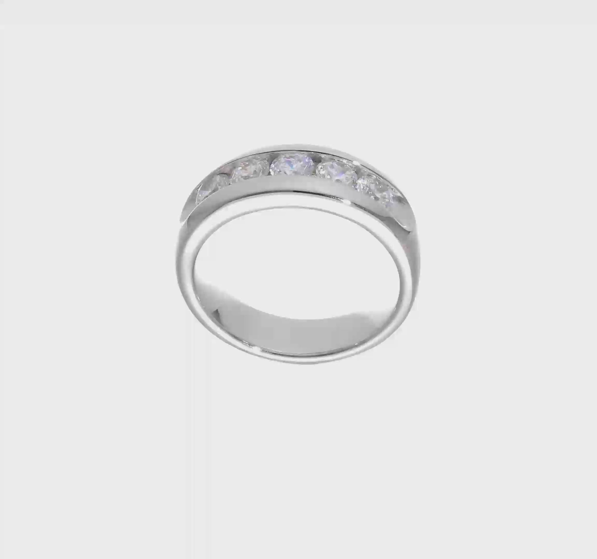 14K White Gold 5-Stone Real Diamond Channel Band-RM3282B-025-WAA