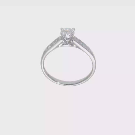 14K White Gold Diamond Peg Set CZ Engagement Ring-RM2648E-035-WAA