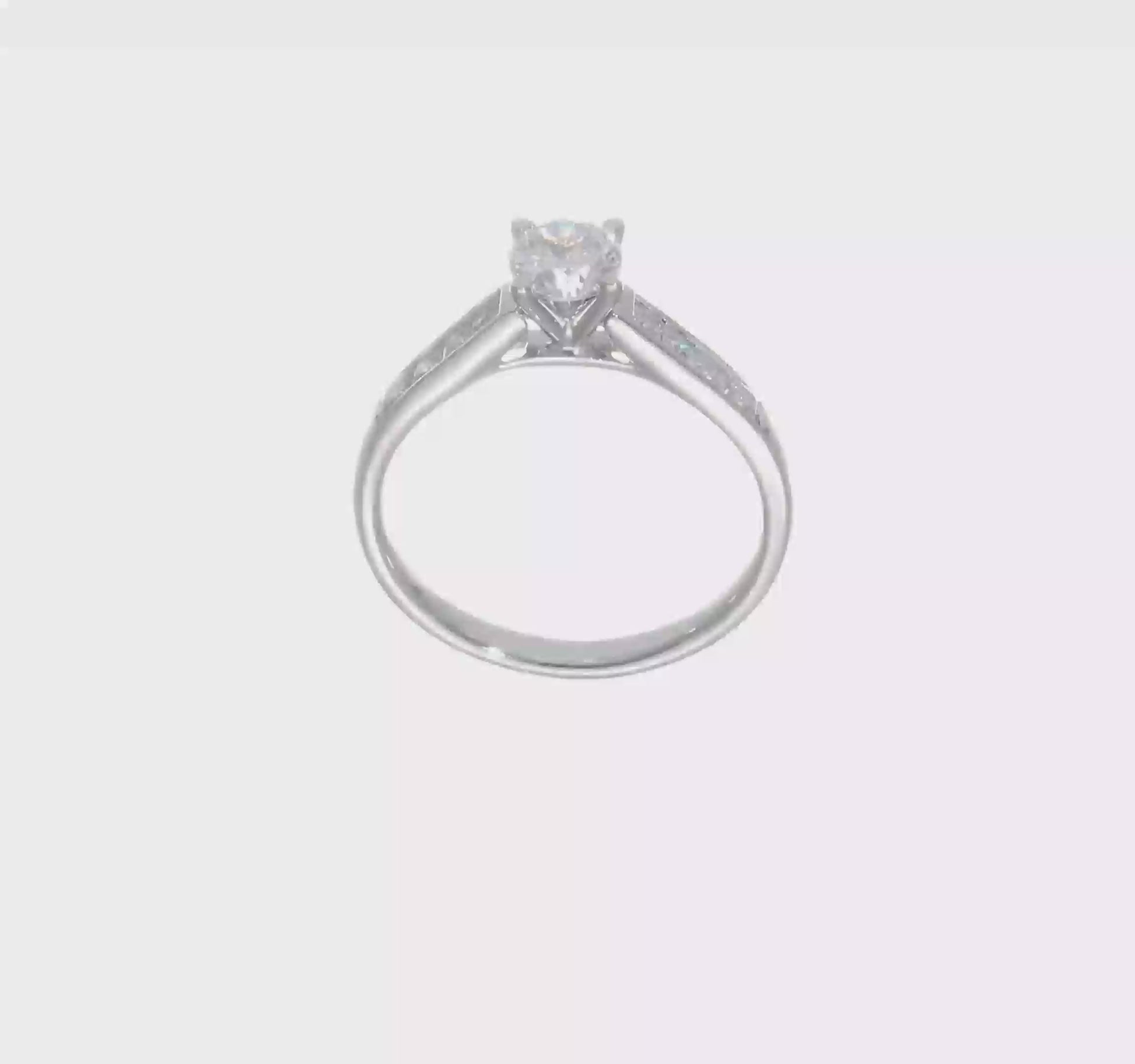 14K White Gold Diamond Peg Set CZ Engagement Ring-RM2648E-035-WAA